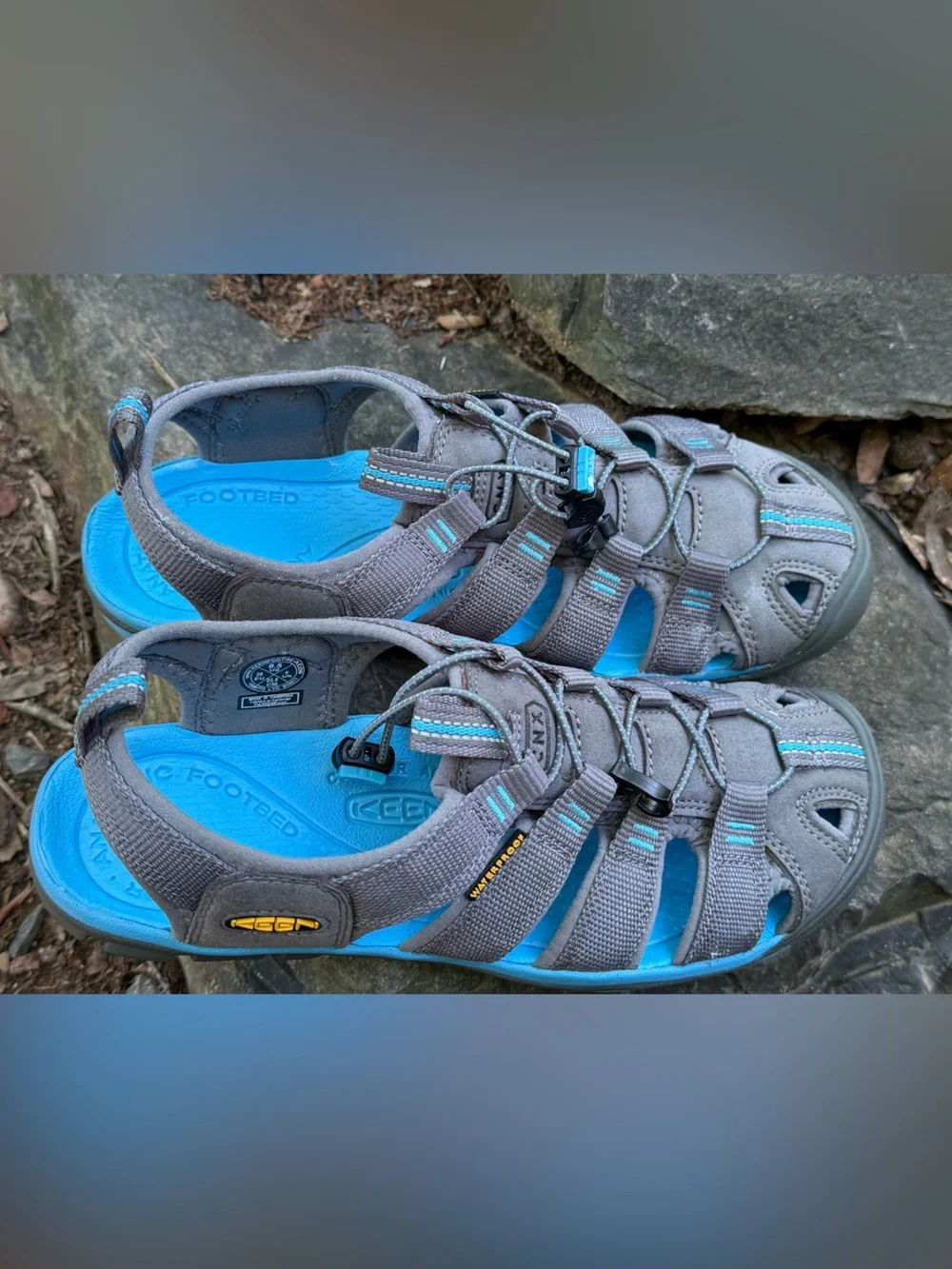 Keen Gray with Blue Sport Hiking Sandals. Sz 39 or 8.5. Preowned.
